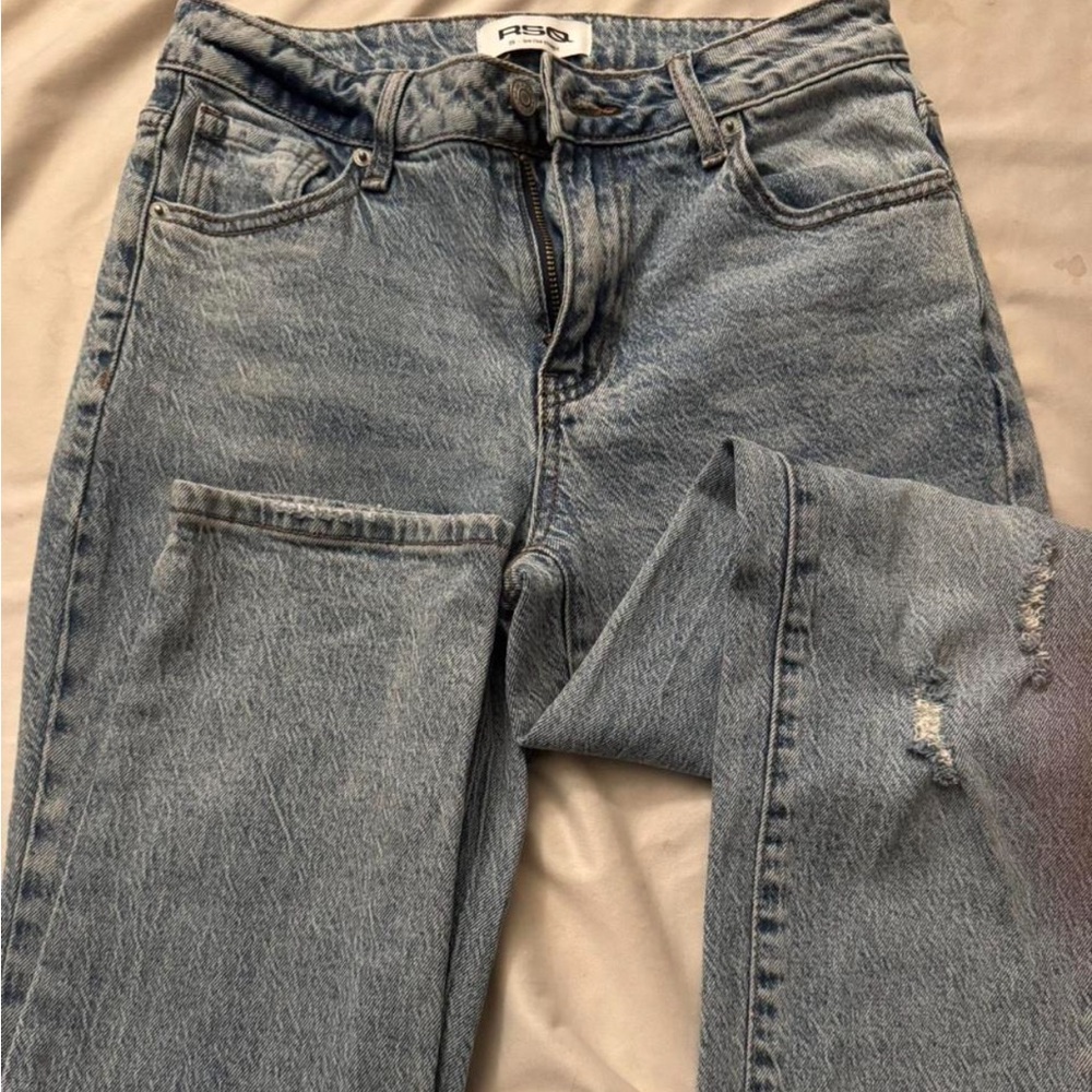 RSQ mid rise distressed acid washed jeans